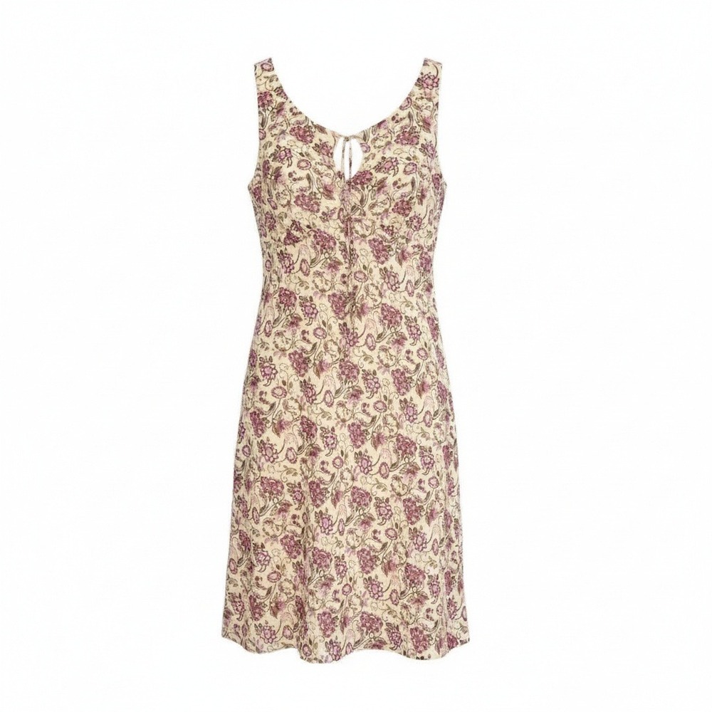 Faith Love Passion VTG Floral Print Slip Feminine Keyhole Cottage Midi Dress 10